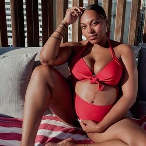 Red Halter Bikini Top